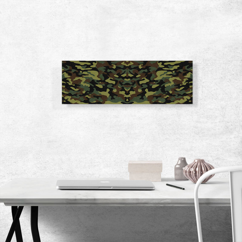 Armée, vert, noir, brun, camouflage, motif de camouflage - impression sur toile tendue, H 12 po x l 36 po x P 0,75 po