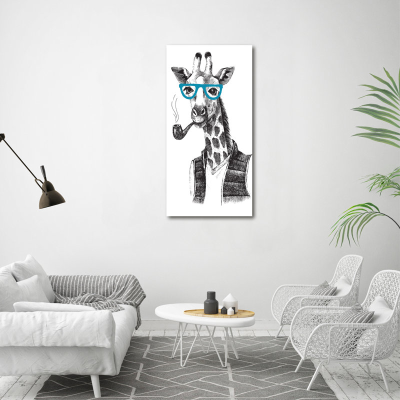 Giraffes With Glasses - Wrapped Canvas Print