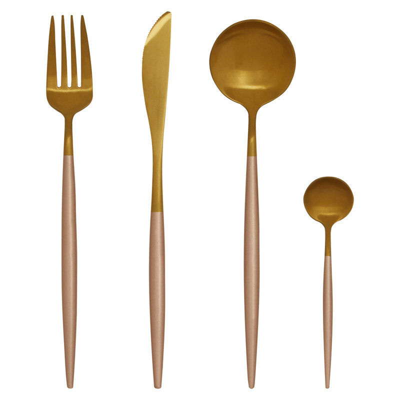 Laith 16 Piece Cutlery Set, Service for 4, Matte Gold