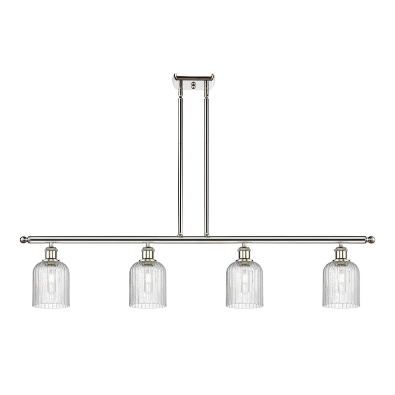 Luminaire suspendu pour îlot de cuisine 4 lumières Fiennes, Nickel poli, Grainé