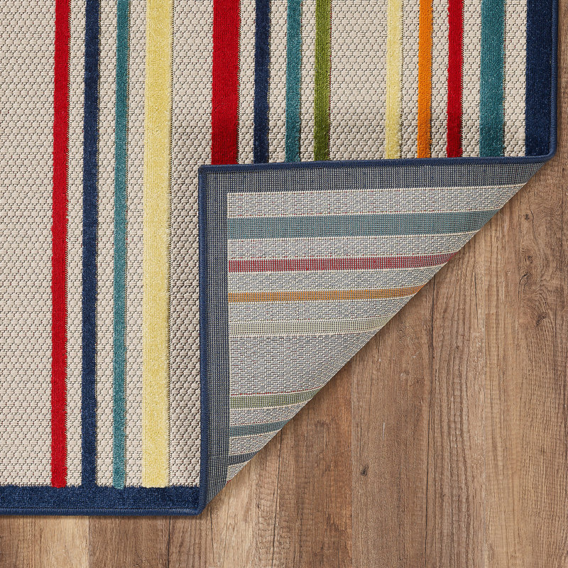 Bennay Striped Indoor / Outdoor Rug, Rectangle 3' x 5'