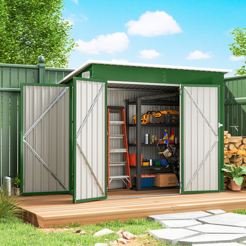 Outsunny 7.5 x 4.3ft Metal Garden Storage Shed Waterproof Vents, Green