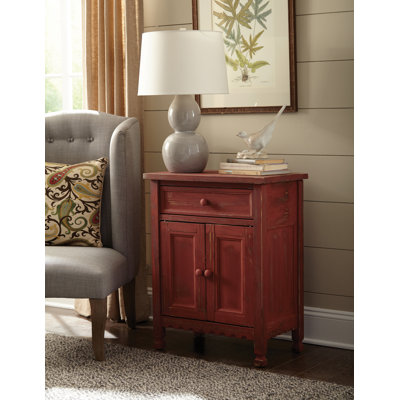 Armoire décorative Country Cottage avec tiroir, tablette réglable et 2 portes, rouge