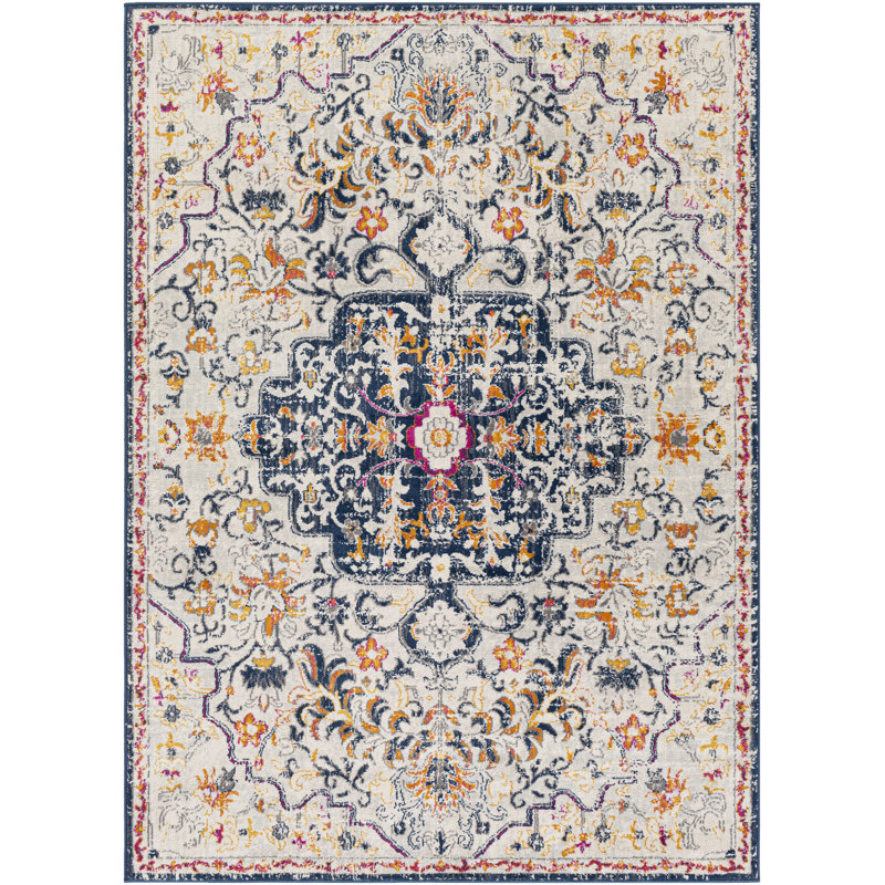 Fleeman Floral Indoor Rug, Rectangle 6'7" x 9'