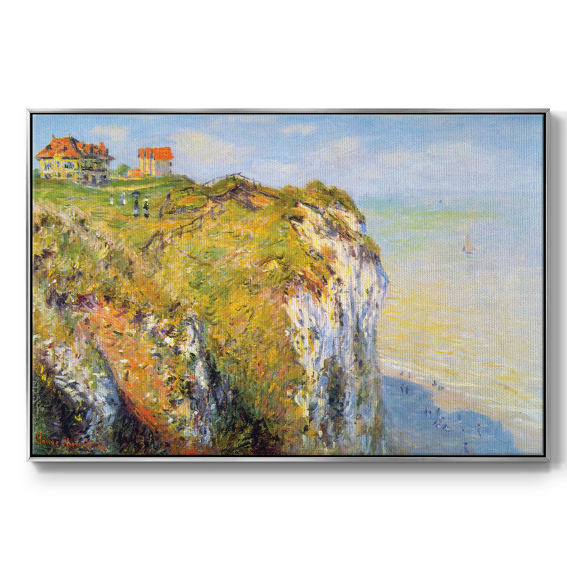 " Cliffs By Monet ", 37" H x 25" W x 2" D, Silver Framed Floater Framed Canvas