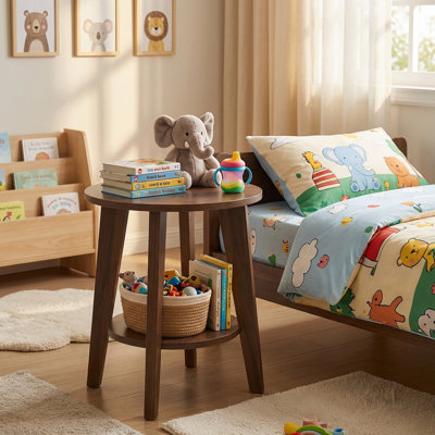 Petite table d'appoint ronde - Table de bout basse 17,7 po avec pieds robustes