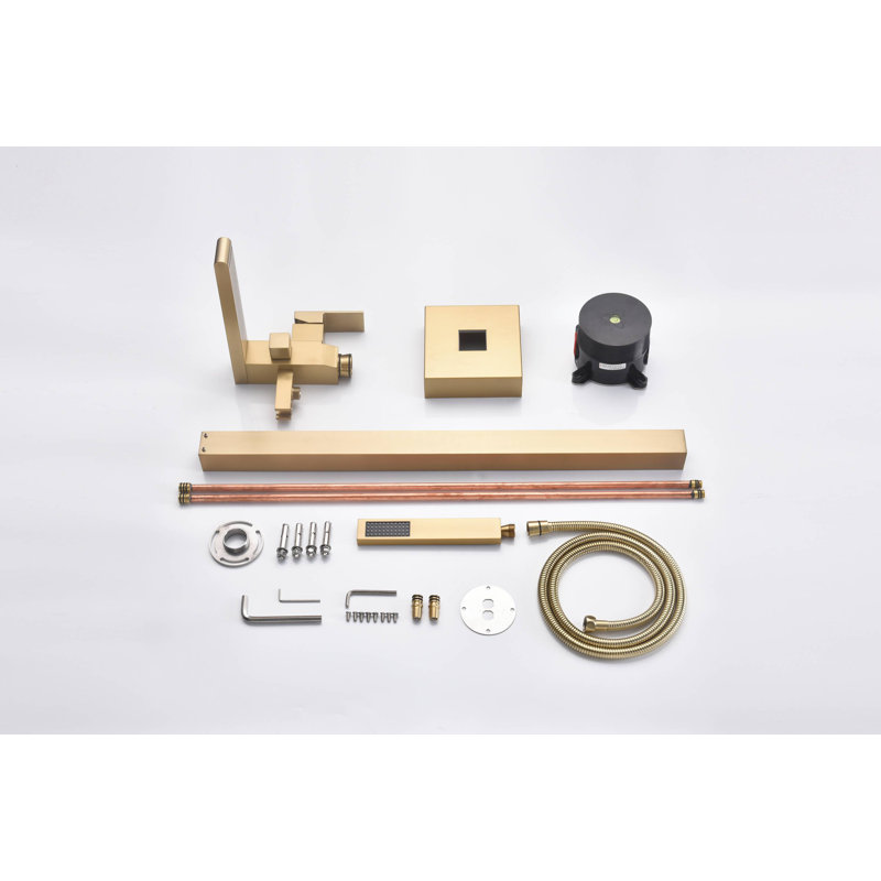 Floor Waterfall Faucet with Diverter, Brushed Gold