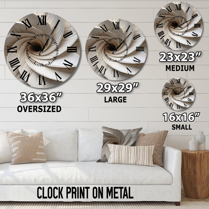 Horloge murale à spirales abstraites blanches, Grand