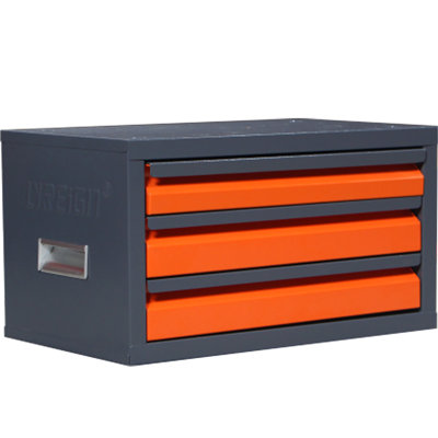 Organisateur de forets avec 3 tiroirs - Convient aux embouts, aluminium, cuivre, acier allié doux, bois. Acier rouillé. L 15,7 po x l 9,4 po x H 11,8 po. Bits de tiroir gris ciment contenant des morceaux de bois. Matériau.