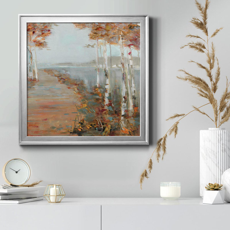 Birch Walk II - Reproduction d'art sur toile encadrée, Argent, H 17,5 po x l 17,5 po x P 1,5 po