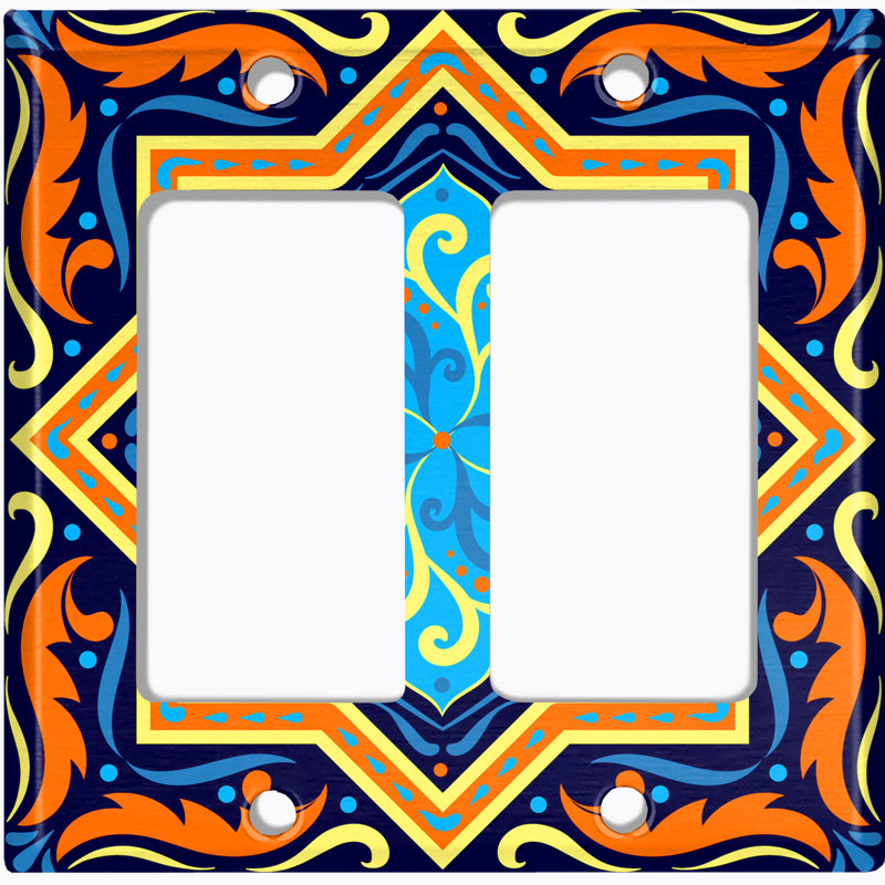 Plaque murale berçante 2 bandes Elegant Tile, Bleu / Orange