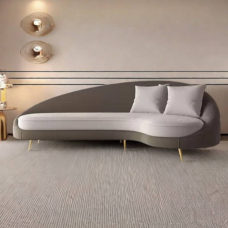 Canapé-lit Curved, Orienté à droite, Gris clair / Taupe