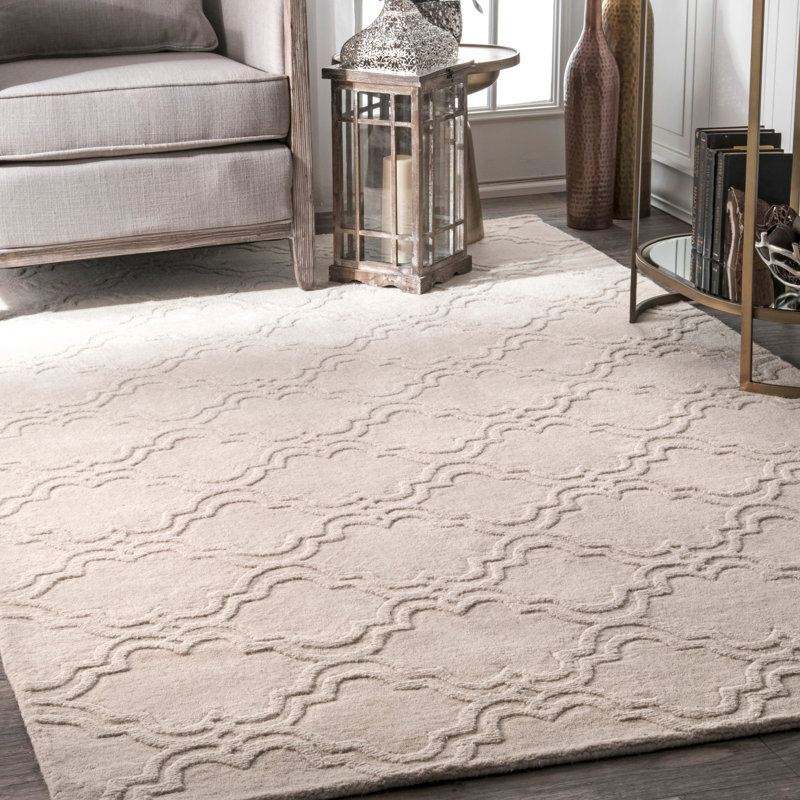 Geometric Wool Hand Woven Area Rug, Rectangle 152 x 244cm