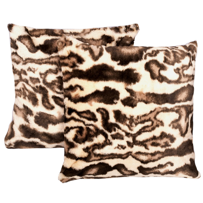 Animal Print Square Cushion Cover, Brown