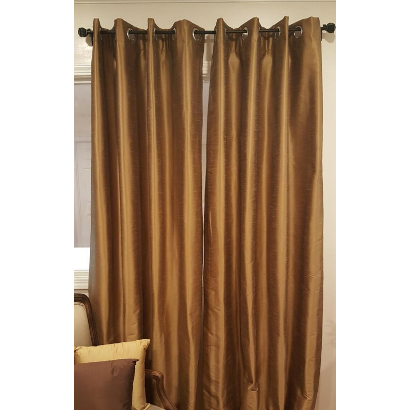 Panneau de rideau simple semi-diaphane avec œillets Eury, Bronze, l 50 po x L 96 po