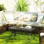 37" Outdoor Patio Coffee Table with Tempered Glass Top, Black