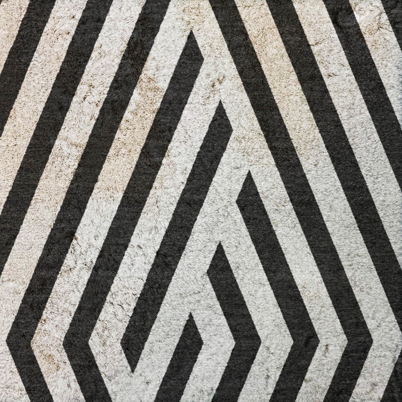 Premium Machine Washable Dream Shag ADS550 Geometric Rug, 10' x 14', Black