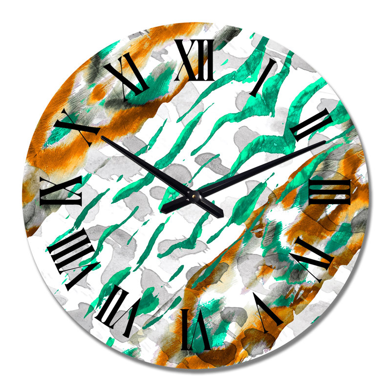 Vagues vertes et brunes - Horloge murale à motifs, Surdimensionné