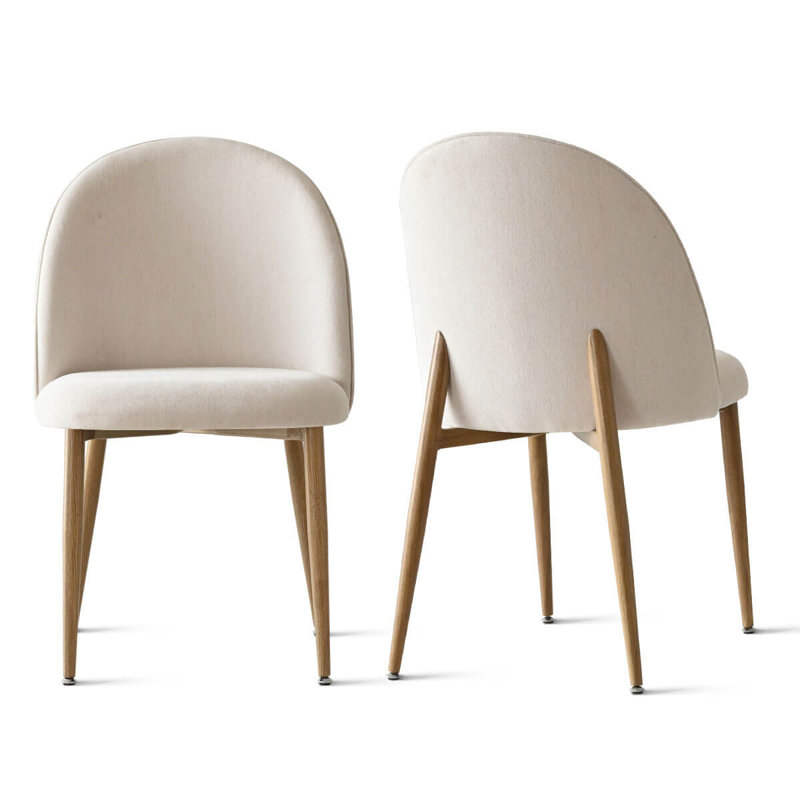 Chaise rembourrée avec pieds en métal, 	Pieds en chêne beige