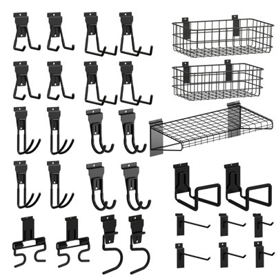 31pcs Slatwall Accessories Set, Heavy Duty Slatwall Hooks And Baskets For Garden Tools