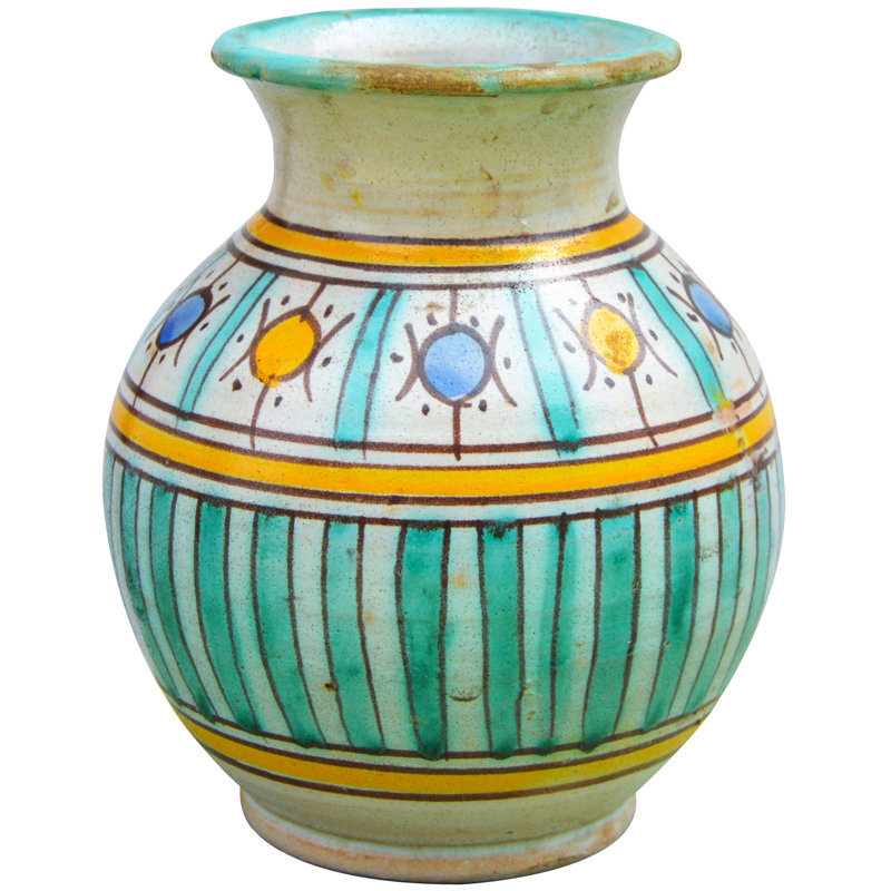 Vase de table intérieur / extérieur orange / turquoise 6 po