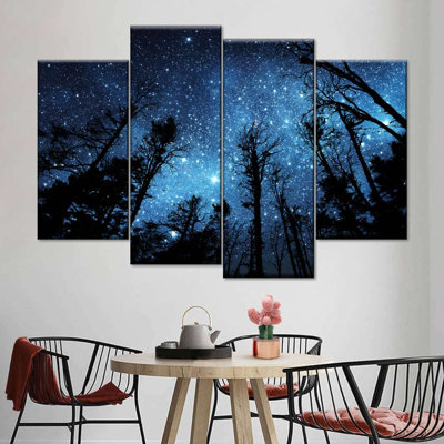 Forest Night Sky - ensemble de 4 toiles tendues
