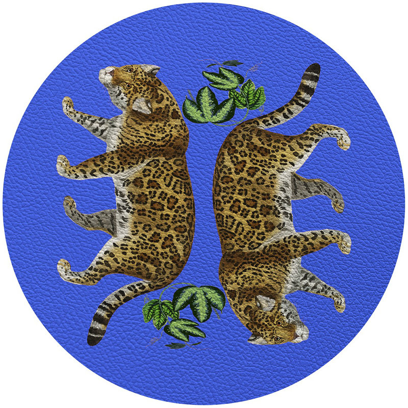 Leopard Placemat Set, Hot Blue