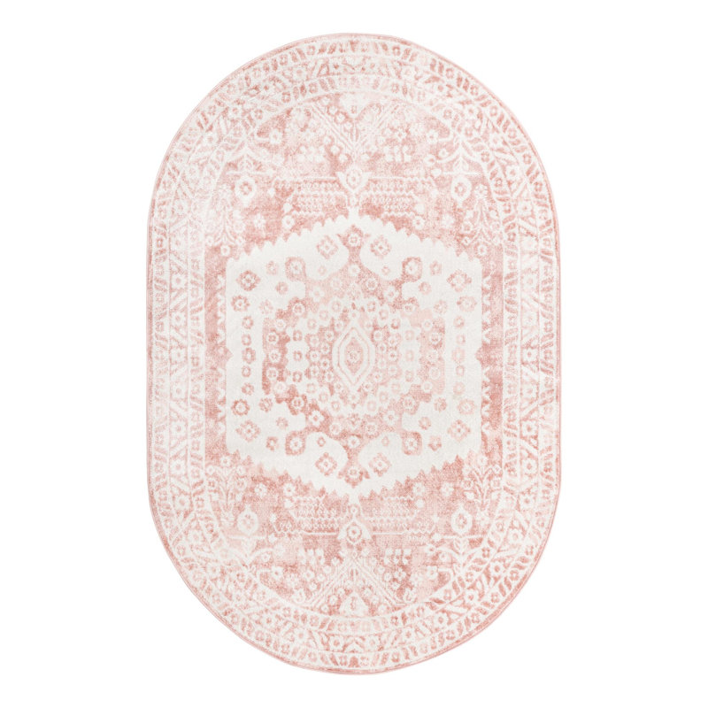 Tapis oriental rose / ivoire Braggs, Ovale 5 pi x 8 pi