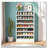 25.59" Width White Shoe Rack, 8-Tier Tall Shoe Shelf, Wooden Shoe Storage Cabinet