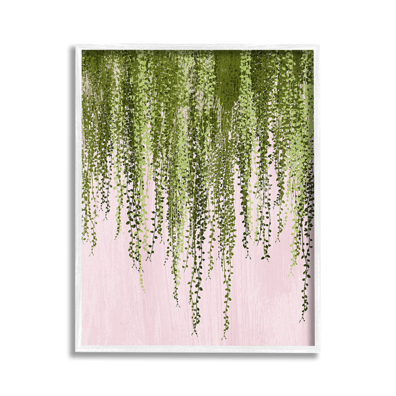 Saule, feuilles, rose, estampe numérique, art, Giclée encadrée noir minuit, H 14 po x l 11 po
