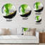 «Green and Black Geometric Enchantment I», art mural rond en marbre abstrait-88628124