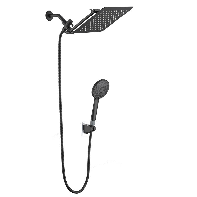 10" Rainfall Shower Head With Handheld Spray, Matte Black