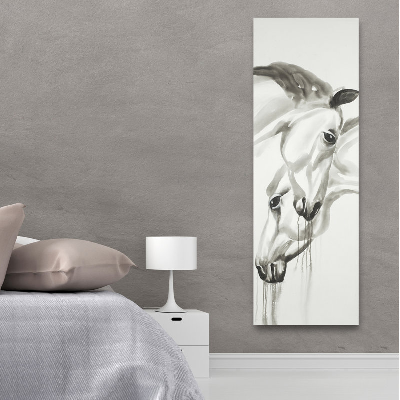 «Black and White Horses», reproduction sur toile tendue, H 48 po x l 16 po x P 1,5 po