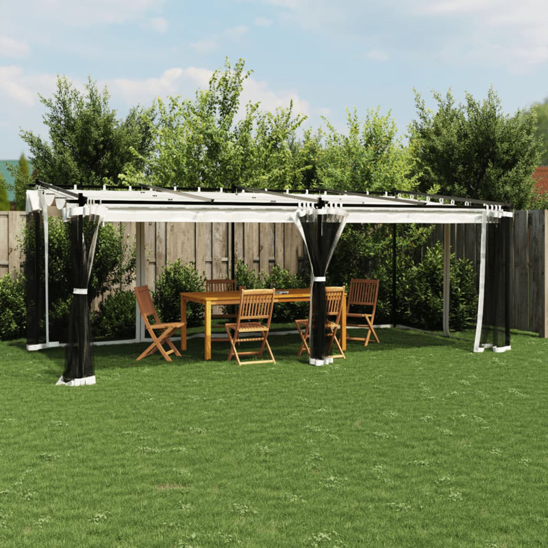 Cedriana Aluminum Soft-top Gazebo, 230cm H x 598cm W x 297cm D, Cream