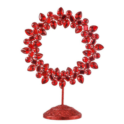 Red 12" Jewel Wreath Table Piece-2 Pcs