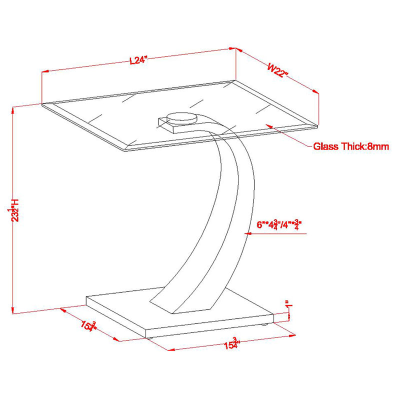 Glass Top End Table, White