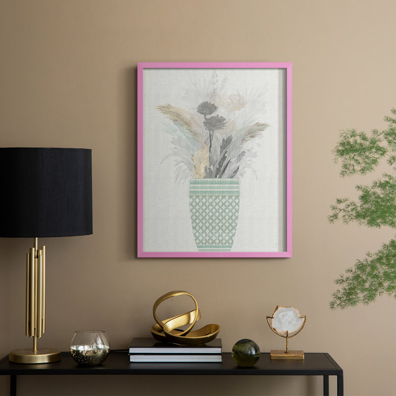 «Cattail Arrangement I», reproduction encadrée - bois massif, H 11 po x l 9 po, Rose