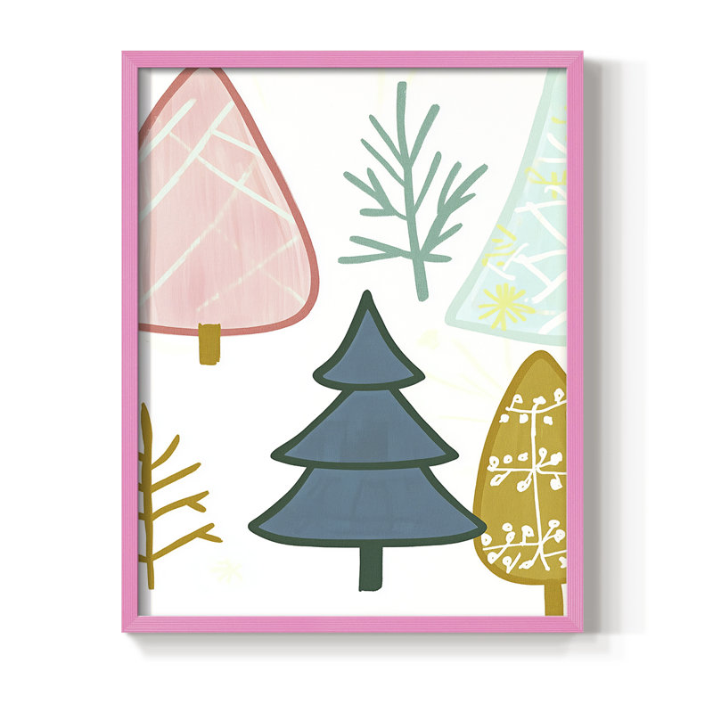 «Christmas Holiday Art CCLXVI», reproduction d'art encadrée - bois massif, H 15 po x l 12 po, Rose