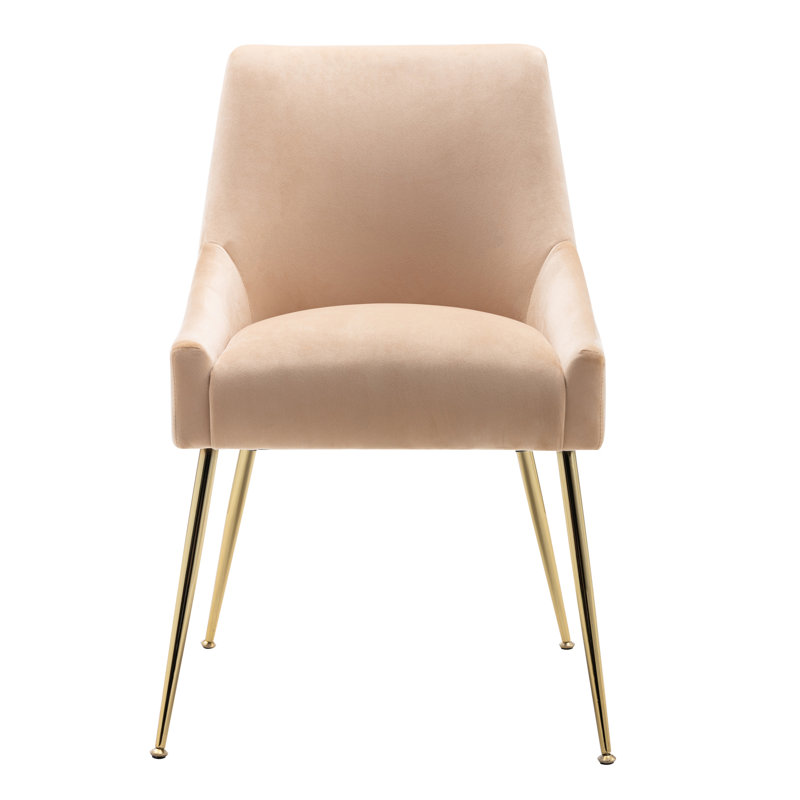 Koblas Velvet Accent Chair, Beige Velvet