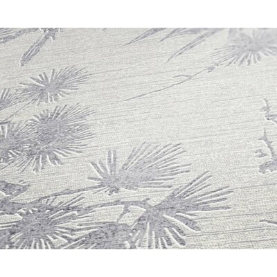 Concord Wallcoverings Classical Deco Floral Textured Wallpaper Featuring Silver Trees -  Red Barrel StudioÂ®, AC7D9EB464F341398A922916C5160D19