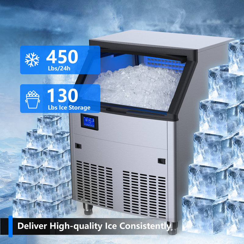Coolake Stainless Steel Commercial Undercounter Ice Maker with LCD Display