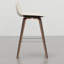 De 2 tabourets de hauteur de comptoir / de bar - Assise rembourrée crème avec repose-pieds brun, repose-pieds, repose-pieds, pieds, style Mid-Century moderne, assemblage