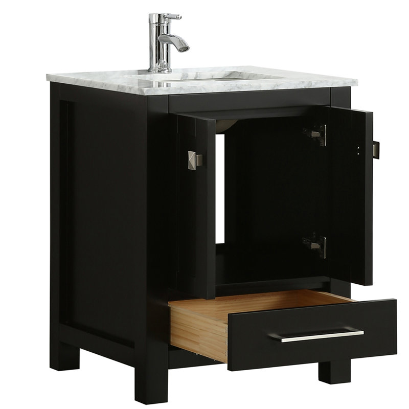 Meuble-lavabo en porcelaine encastrable l 30 po x P 18 po Eviva London, Espresso, 8 po