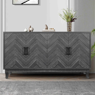 Armoire de rangement rétro plus forte, armoires de rangement laquées décoratives à 4 portes, armoire de rangement à buffet pour vestibule et salon