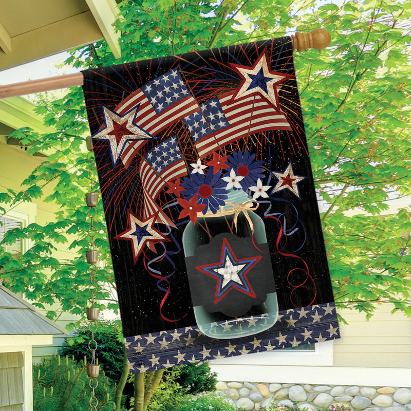Drapeau d'été de maison patriotique en pot Mason d'été 28 x 40