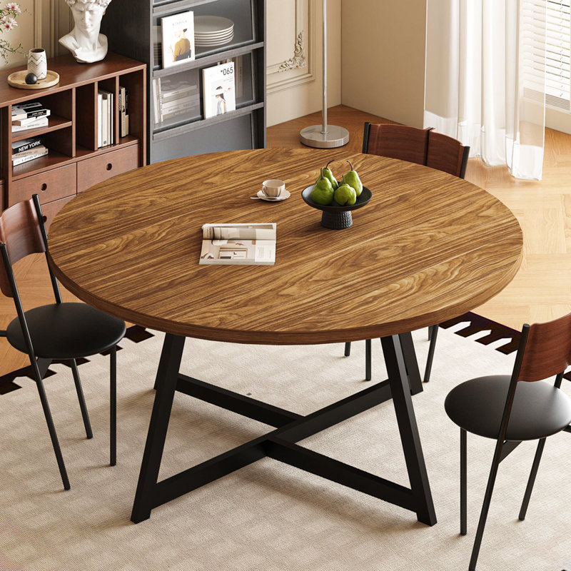 59 Inch Round Dining Table For 6 Person, Rustic Round Dining Room Table For Home Dining Room Kitchen, Circle Dining Table