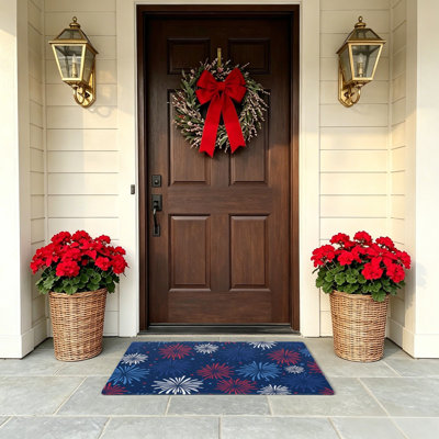 Firework Full Print 24 x 36 inch Floor Mat Independence Day Porch Yard Navy