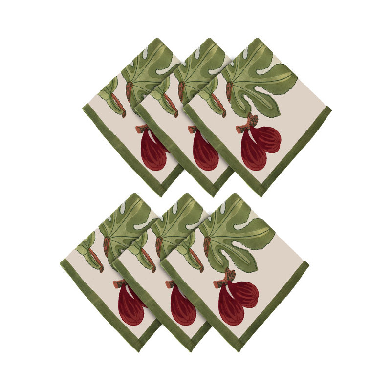 Debarata 100% Cotton Floral Square Napkin, Red/Green