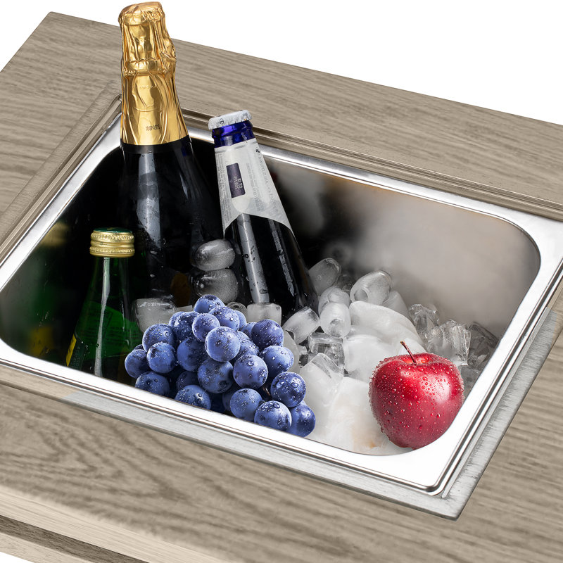 3-in-1 Coffee Table with Ice Bucket and Fire Pit, Beige