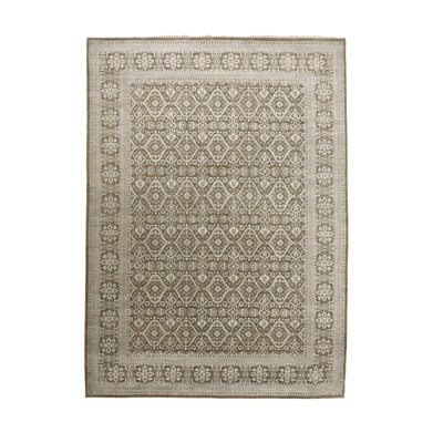 Grey Traditional Wool Silk Blend Rug - 10' x 14'2"